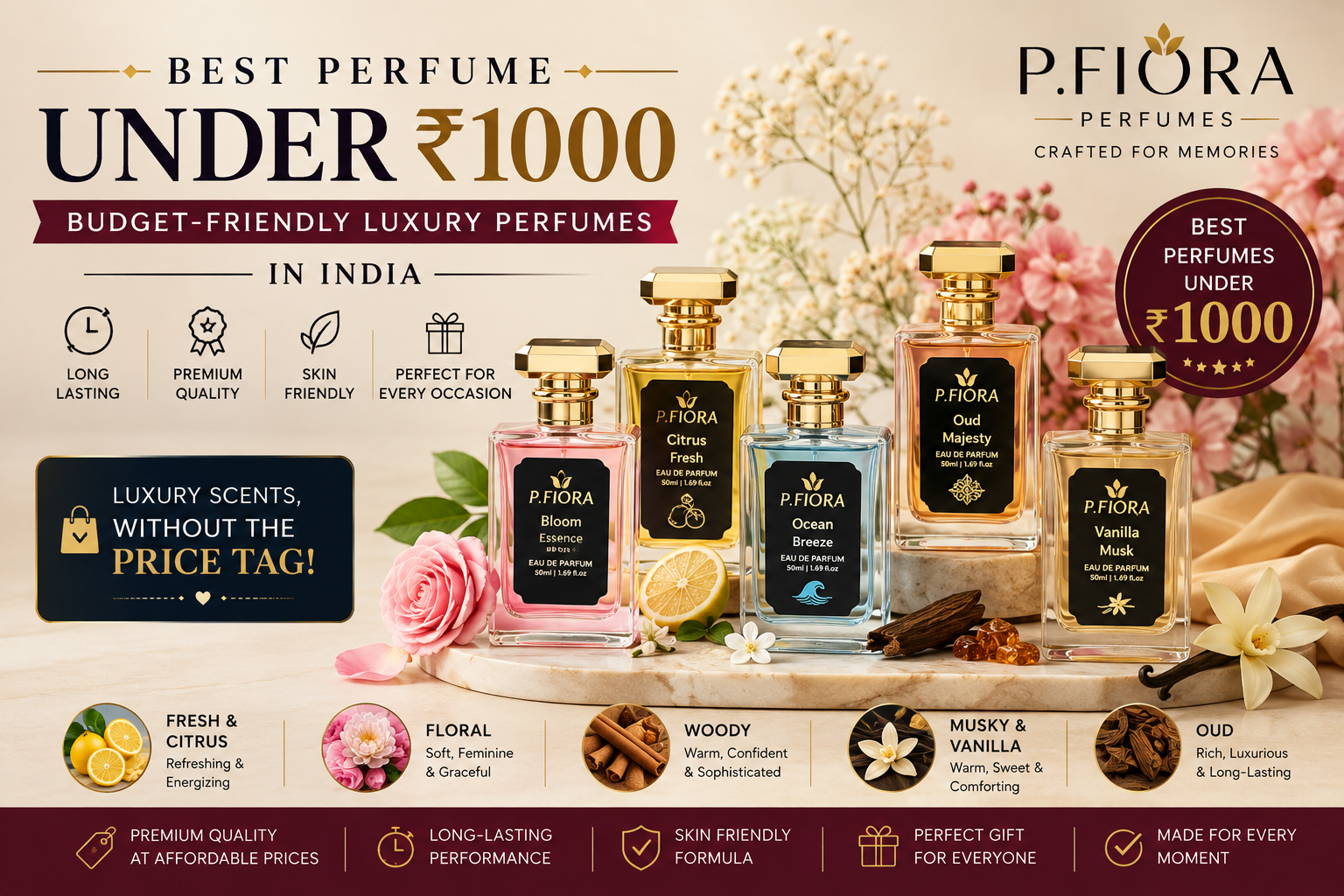 Best Perfume Under ₹1000 in India – P.Fiora Budget-Friendly Luxury Perfumes